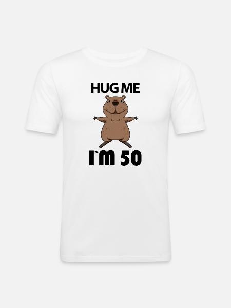 50 ans - 50 ans - Hug - T-shirt près du corps Homme - blanc