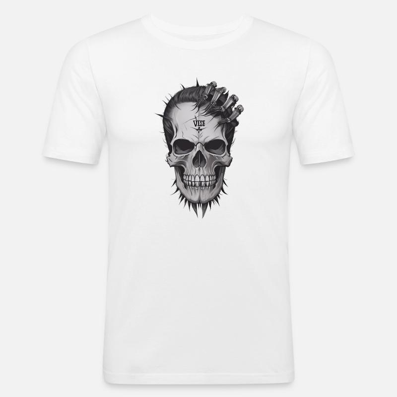 Cool Skull - Männer Slim Fit T-Shirt - Weiß