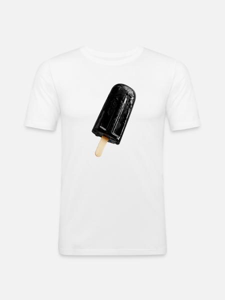 cream on a stick black - Men's Slim Fit T-Shirt - white