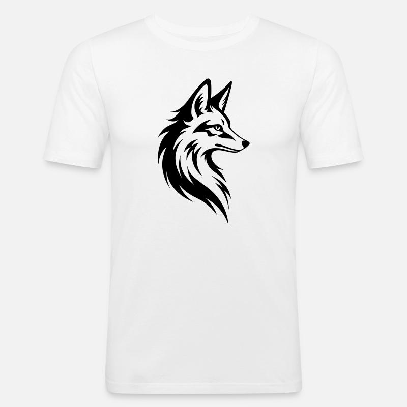 Fuchs Kopf Minimal Tattoo Style - Männer Slim Fit T-Shirt - Weiß