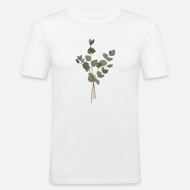 Eukalyptus-Aquarell - Männer Slim Fit T-Shirt - Weiß