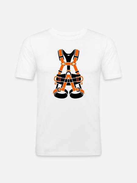Klettergurt Baumpflege Baumkletterer Klettern - Männer Slim Fit T-Shirt - Weiß