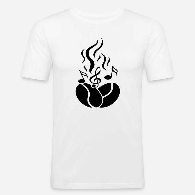 Kaffeebohnen mit Noten - Männer Slim Fit T-Shirt - Weiß