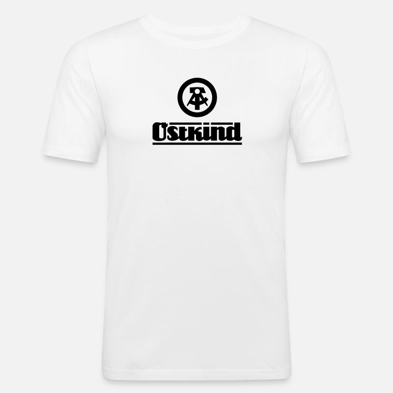 Ostkind mit DDR Logo - Männer Slim Fit T-Shirt - Weiß