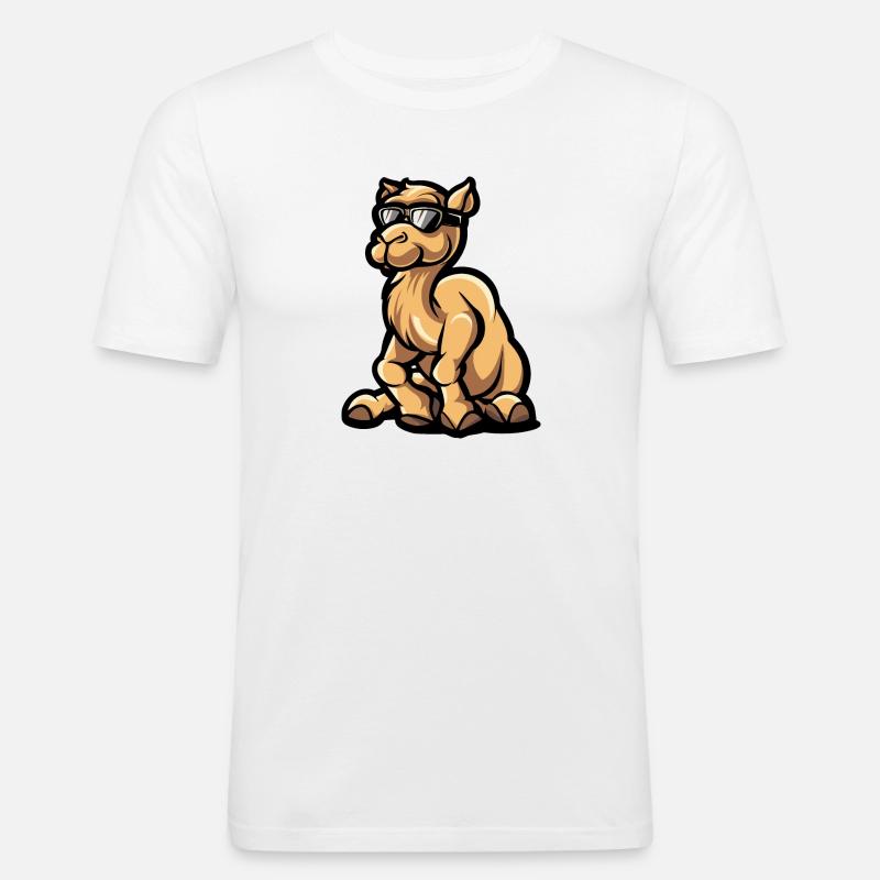 Kamel Comic Cool - Männer Slim Fit T-Shirt - Weiß