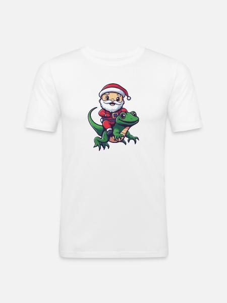Lizard Santa Claus Cartoon - Men's Slim Fit T-Shirt - white