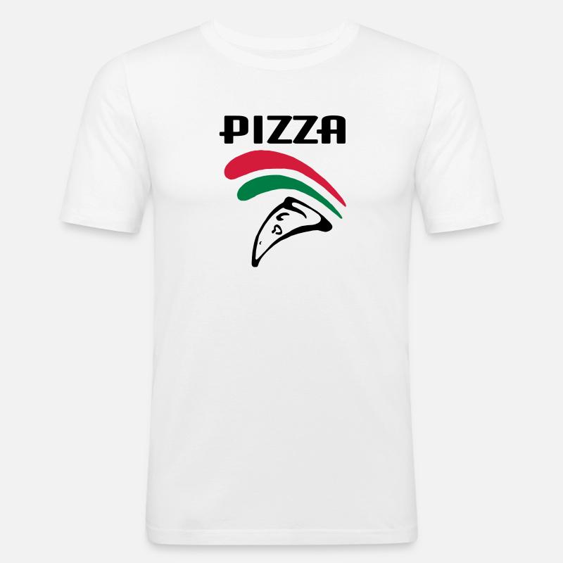 Pizza (3c) - Männer Slim Fit T-Shirt - Weiß