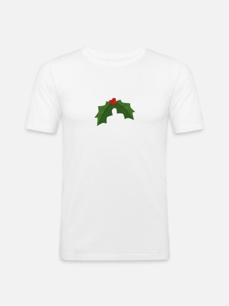 Holly - Holly and berries - Men's Slim Fit T-Shirt - white