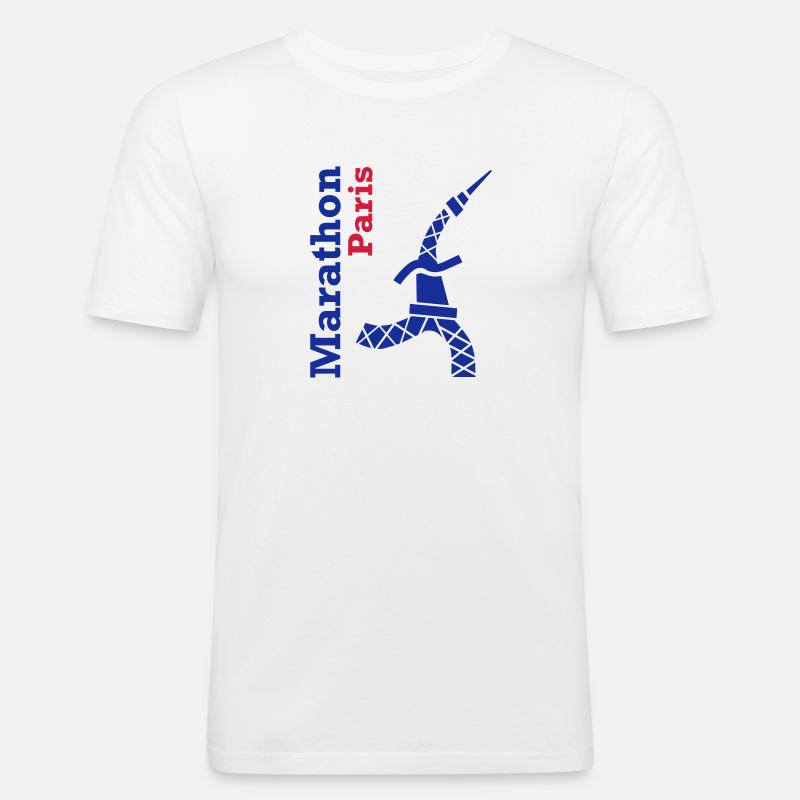 paris_marathon_eiffelturm - Männer Slim Fit T-Shirt - Weiß