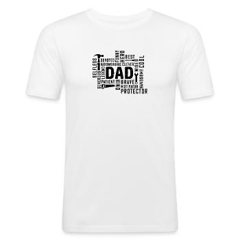 Papa - Männer Slim Fit T-Shirt - Weiß - Vorne - Nik (191cm)