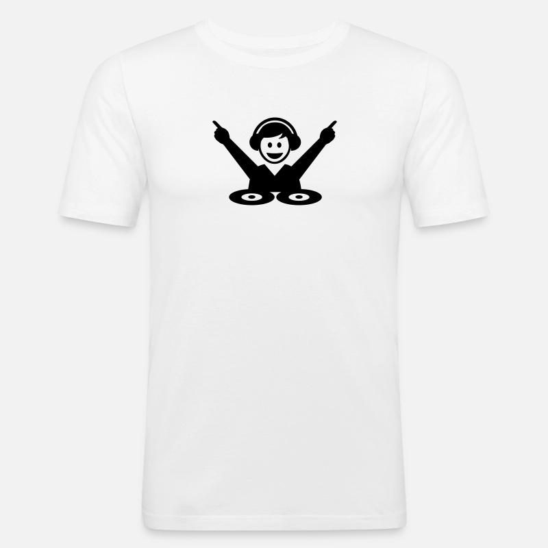 DJ - Männer Slim Fit T-Shirt - Weiß