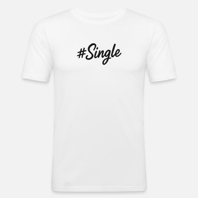 #Single – Statement Design in Handschrift - Männer Slim Fit T-Shirt - Weiß