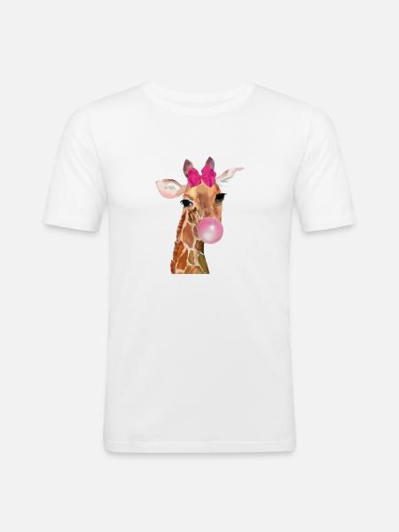 Giraffe Bubblegum - Men's Slim Fit T-Shirt - white
