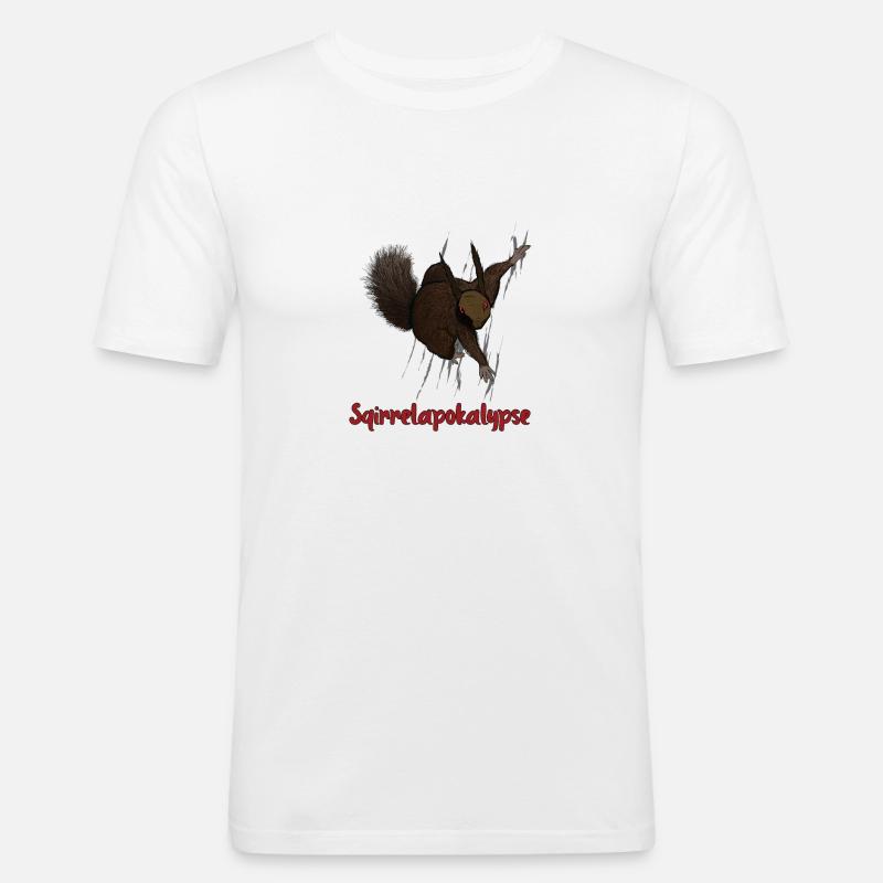 Squirrelapokalypse - Männer Slim Fit T-Shirt - Weiß