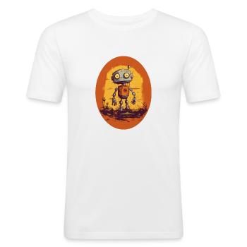 Robot - Männer Slim Fit T-Shirt - Weiß - Vorne - Nik (191cm)