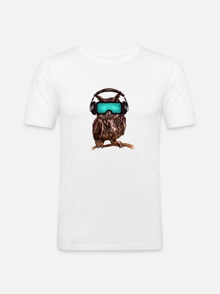 Eule _ 03 - Männer Slim Fit T-Shirt - Weiß