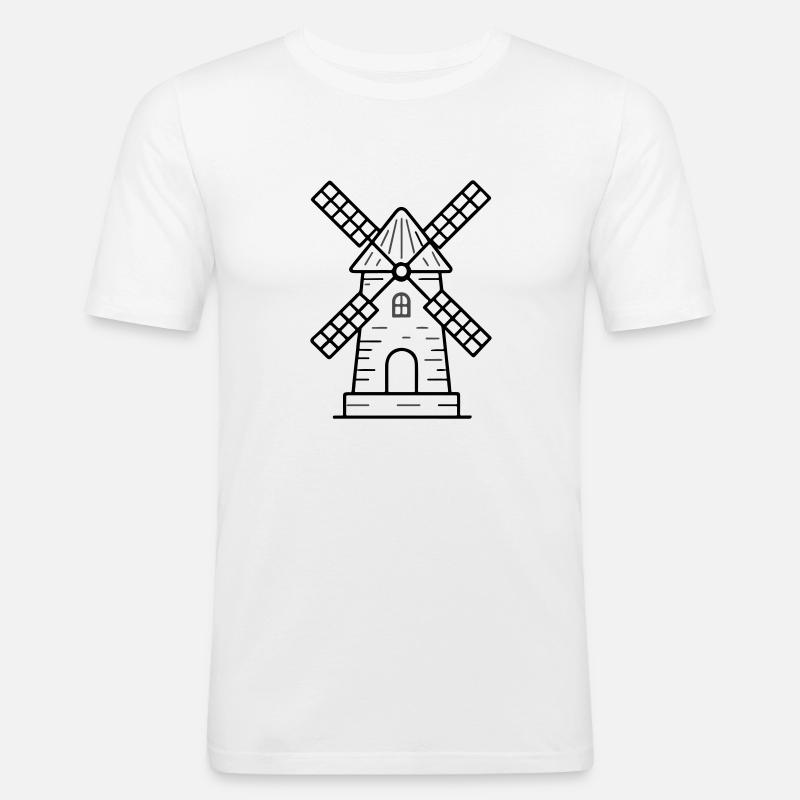 Windmühle Symbol - Männer Slim Fit T-Shirt - Weiß