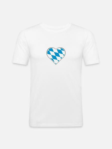 mit hjerte slår for Bayern - Herre Slim Fit T-Shirt - hvid