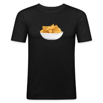 Nachos // Illustration - Men's Slim Fit T-Shirt - black - Front - Nik (191cm)