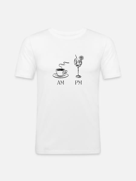 AM PM Print - Männer Slim Fit T-Shirt - Weiß