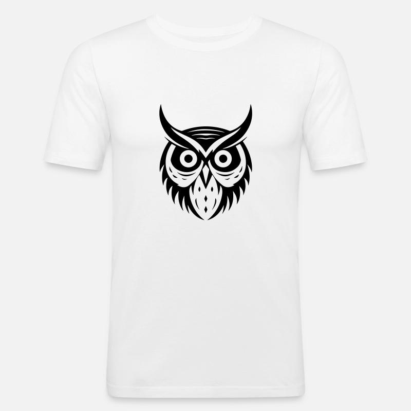 Eule Tier - Männer Slim Fit T-Shirt - Weiß