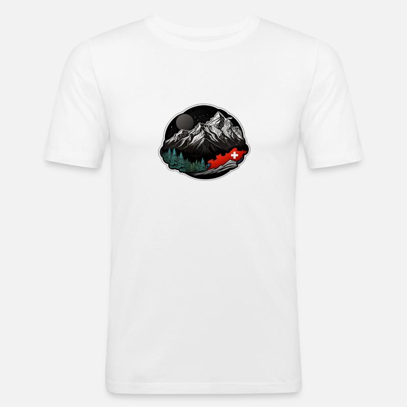 Schweizer Flagge - Männer Slim Fit T-Shirt - Weiß