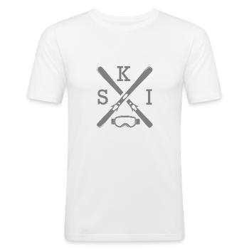 Ski Kreuz Skifahrer Winter Sport Berge Après-Ski - Männer Slim Fit T-Shirt - Weiß - Vorne - Nik (191cm)