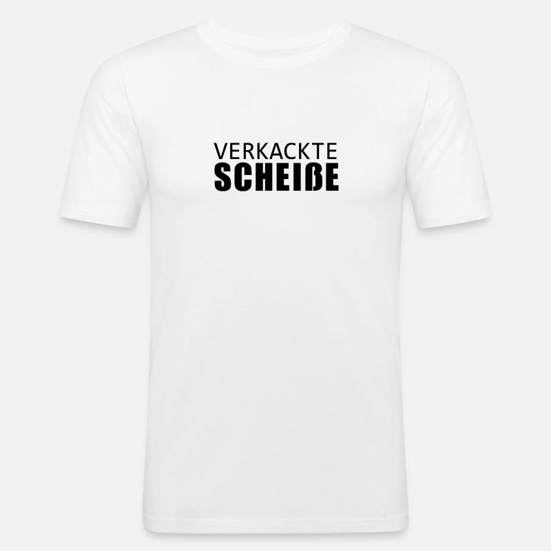Verkackte Scheiße - Scheisse - Mist - Fluchen - Männer Slim Fit T-Shirt - Weiß