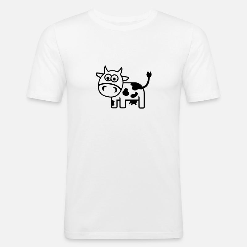Kuh - Männer Slim Fit T-Shirt - Weiß