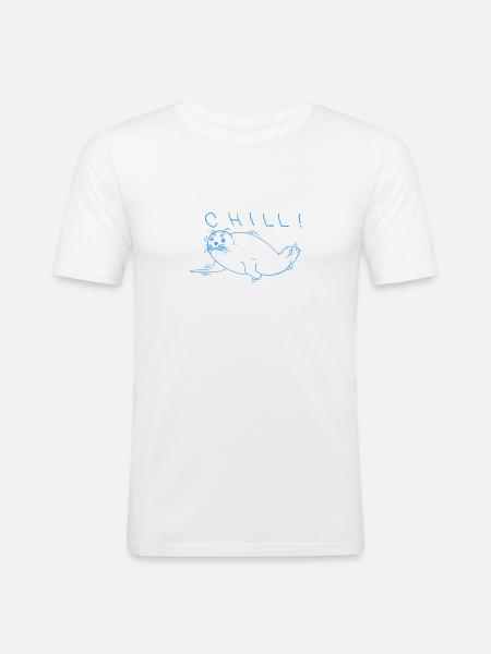 Robbe Blau - Männer Slim Fit T-Shirt - Weiß