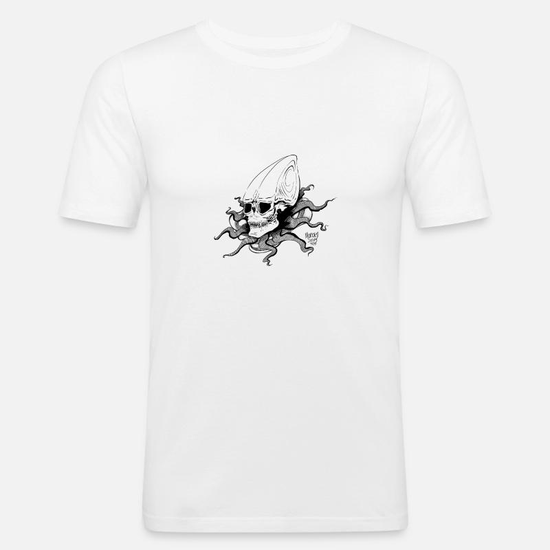 Alien BONE SQL - Tinte - Männer Slim Fit T-Shirt - Weiß