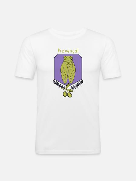 cigale Provençale avec Olives - T-shirt près du corps Homme - blanc