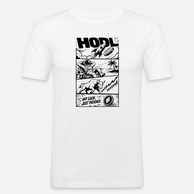 HODL Crypto Rocket Meme - Männer Slim Fit T-Shirt - Weiß