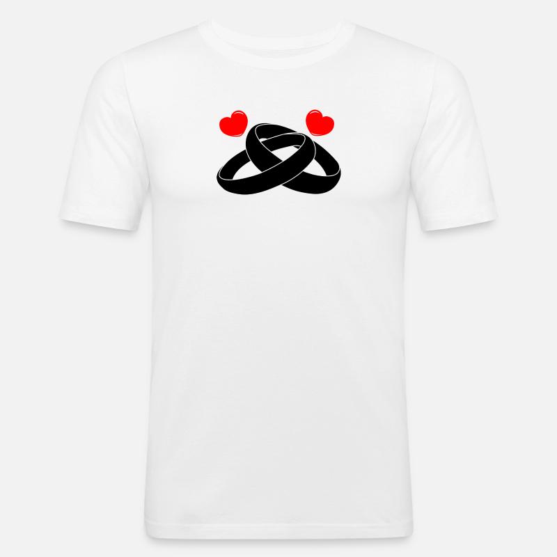 Eheringe mit Herzen - Männer Slim Fit T-Shirt - Weiß