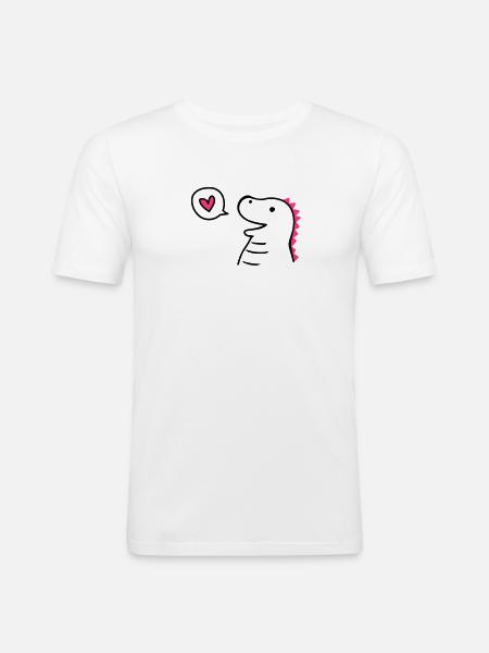 Cute Dino - Männer Slim Fit T-Shirt - Weiß