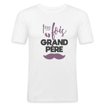 Première fois grand père - T-shirt près du corps Homme - blanc - Devant - Nik (191cm)