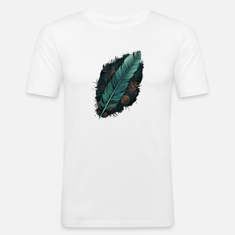 Feder Federn Indianer Geschenk - Männer Slim Fit T-Shirt - Weiß