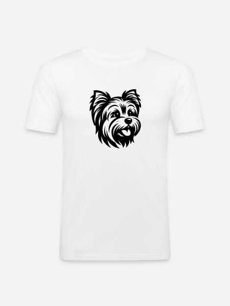 Yorkshire Terrier Drawing Head - Men's Slim Fit T-Shirt - white
