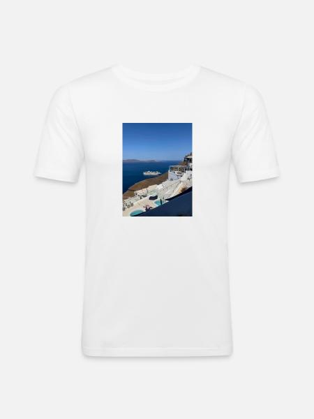 Holidays in Santorini - Men's Slim Fit T-Shirt - white