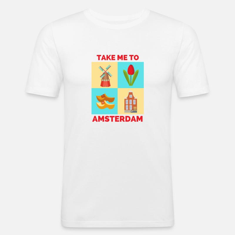 BRING MICH NACH AMSTERDAM - Männer Slim Fit T-Shirt - Weiß