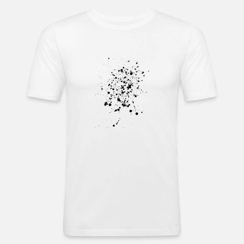 Schwarze Kleckse oder Farbspritzer - Männer Slim Fit T-Shirt - Weiß