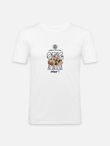 Origami Dorf - Männer Slim Fit T-Shirt - Weiß