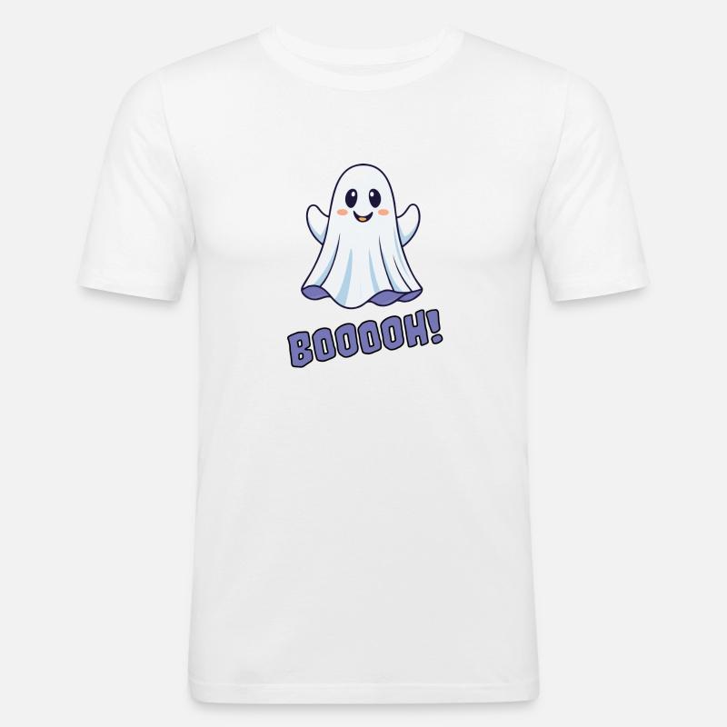 Cute Ghost - Männer Slim Fit T-Shirt - Weiß