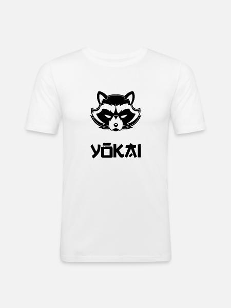 yokai blak - Men's Slim Fit T-Shirt - white