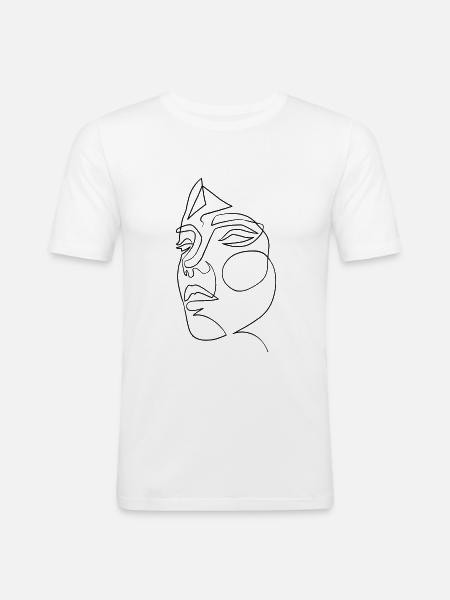 Ansigt i en streg - kunst - Herre Slim Fit T-Shirt - hvid
