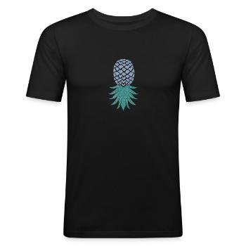 Lustiges Upside Down Ananas-Swinger-Merchandise - Männer Slim Fit T-Shirt - Schwarz - Vorne - Nik (191cm)