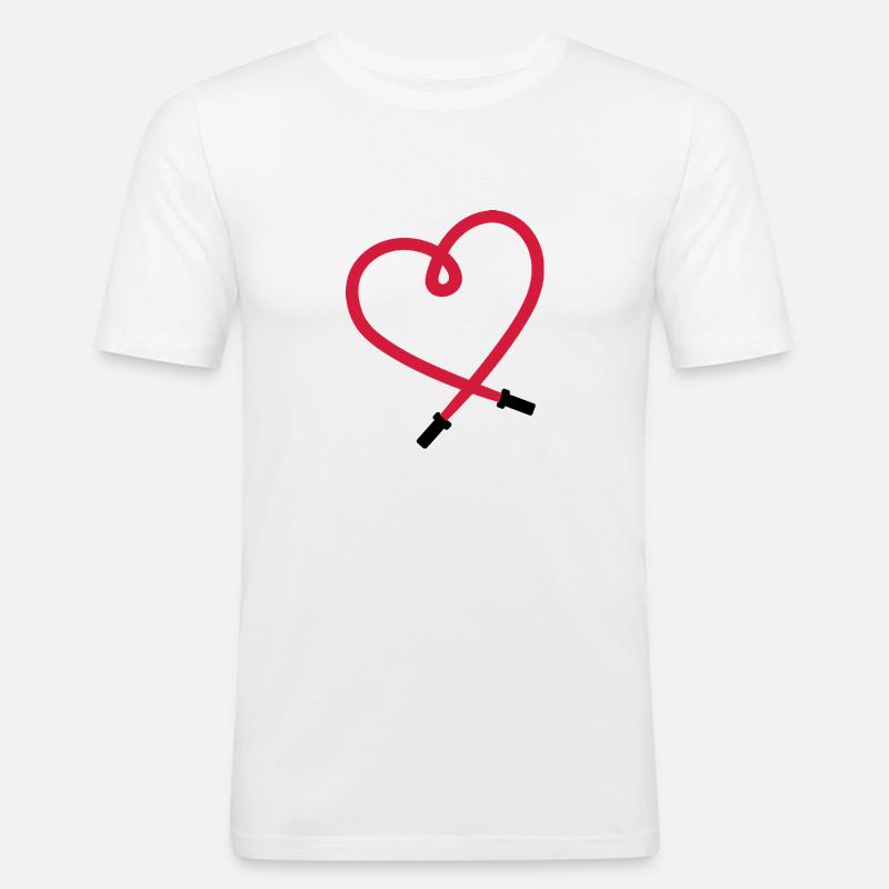 Springseil Fan Herz - Männer Slim Fit T-Shirt - Weiß