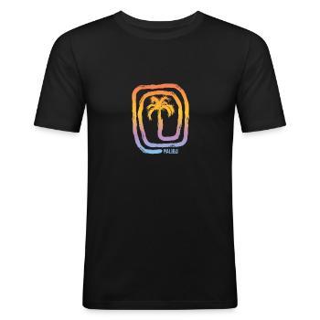 Cool Malibu California Beach Palm Tree Vacation - Men's Slim Fit T-Shirt - black - Front - Nik (191cm)