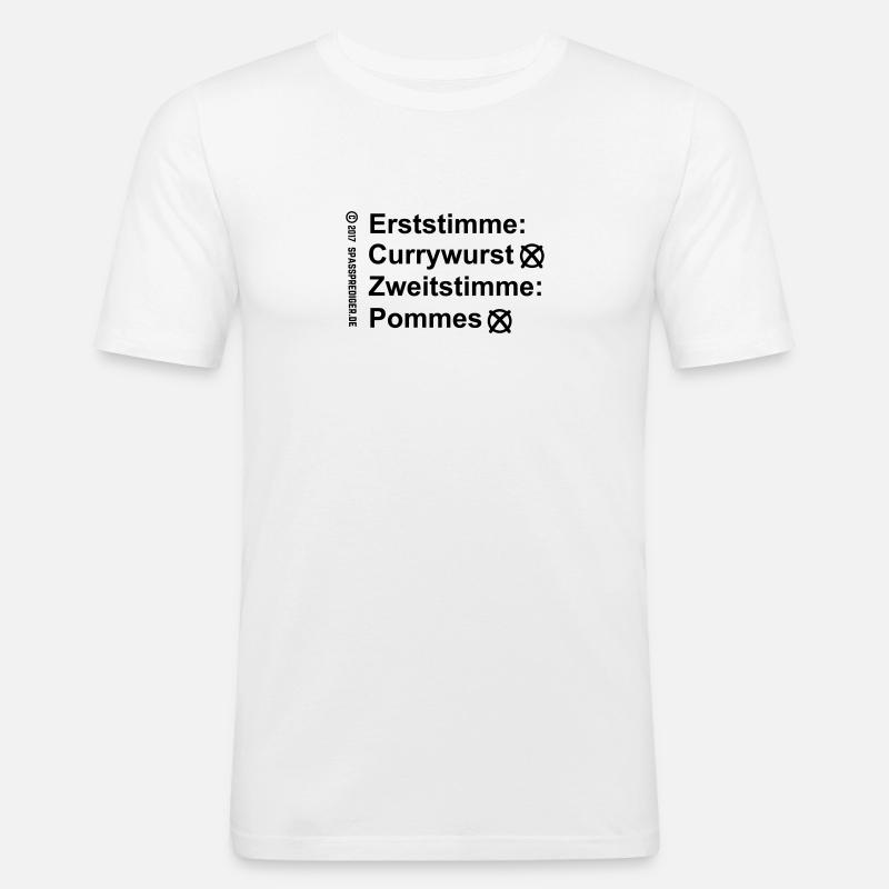 Erststimme Currywurst - Männer Slim Fit T-Shirt - Weiß