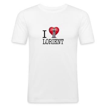 I Love Lorient by I Love Bretagne - Men's Slim Fit T-Shirt - white - Front - Nik (191cm)